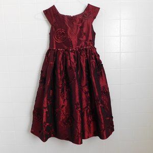 Maroon/Black Girl's Dress w/ Flower Details